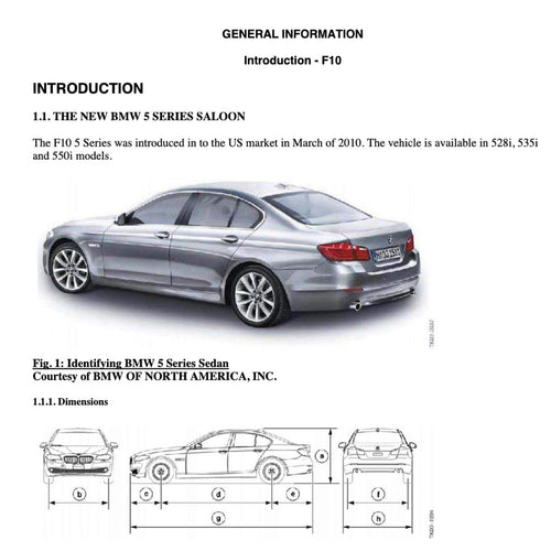 BMW 5 SERIES F10 523I-528Xi-535IXi-550Xi 2009-2017 Full Manual Set – Repair & Maintenance Manual
