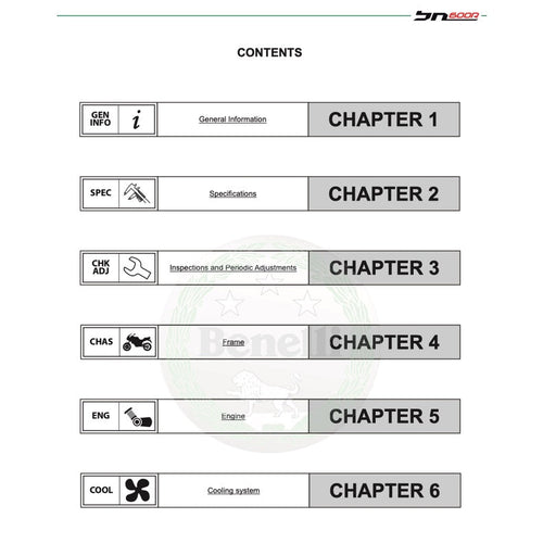BENELLI BN600 R 2014-2018 Full Manual Set – Repair & Maintenance Manual and Spare Parts Catalog and User Handbook